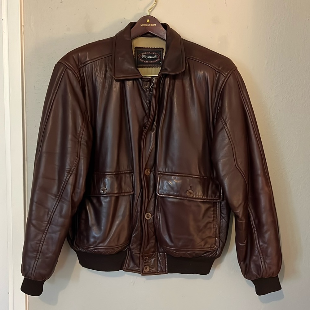Albert Goldberg Faconnable Leather Bomber Jacket *real leather*